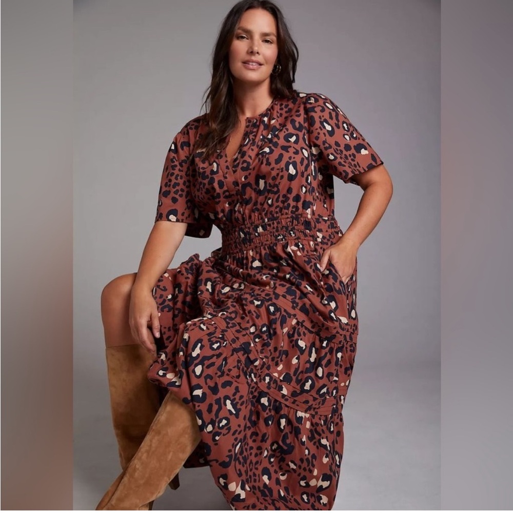Anthropologie Somerset Maxi Dress Leopard Size XL